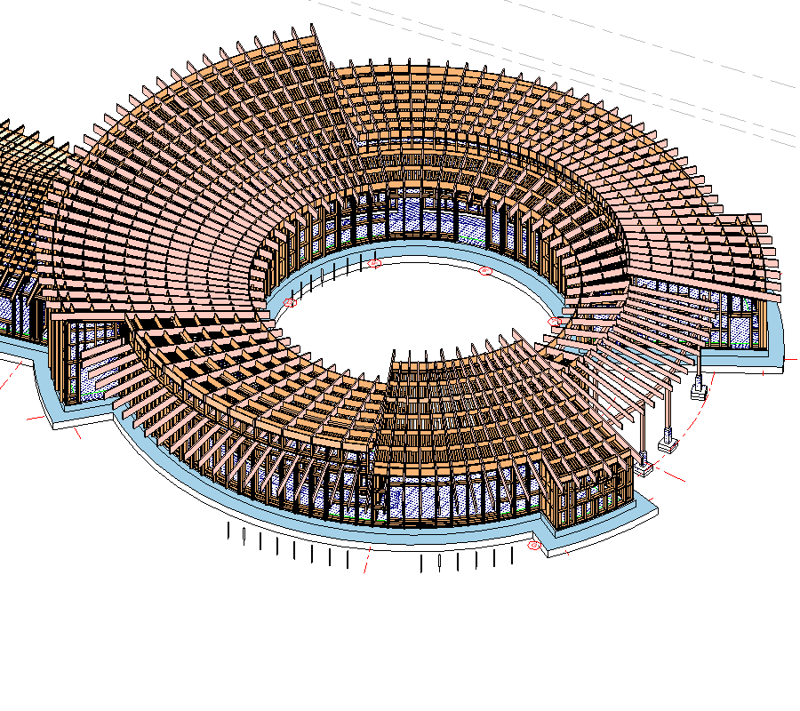 Revit modelis — koka konstrukcijas